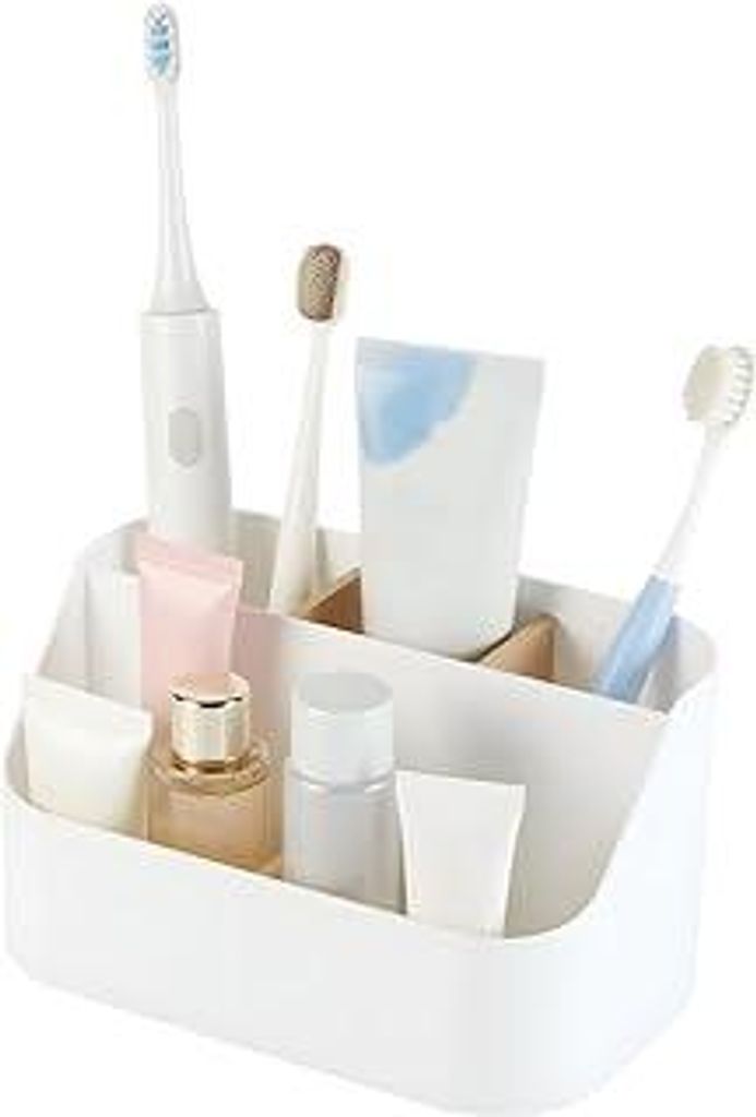 OSDUE Zahnbürstenhalter, Toothbrush Holder mit Bambus Trennwände, 5 Fächer, Elektrische Zahnbürste Halter, Badezimmer Organizer, für Wohnzimme...