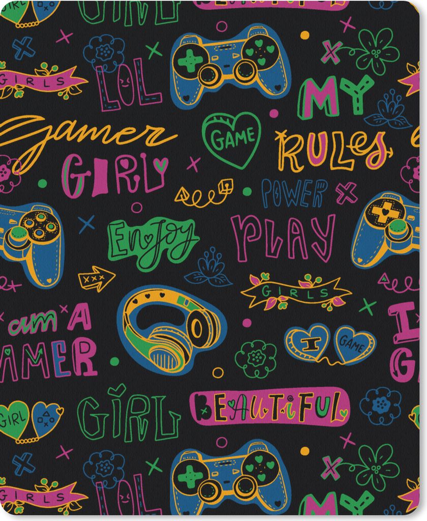 MuchoWow Mauspad Mousepad Teens - Gaming - Kopfhörer - Muster 19x23 cm - Mousepads - Maus Mat - Pad - Mausunterlage - Mauspads - Spielen