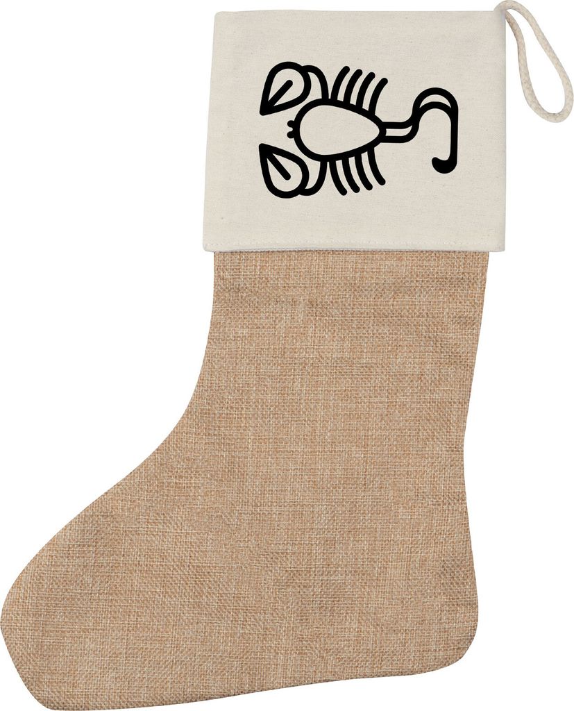 Huuraa Weihnachtsstrumpf Skorpion Sternzeichen Symbol Beige Jute Kaminstrumpf Geschenkidee