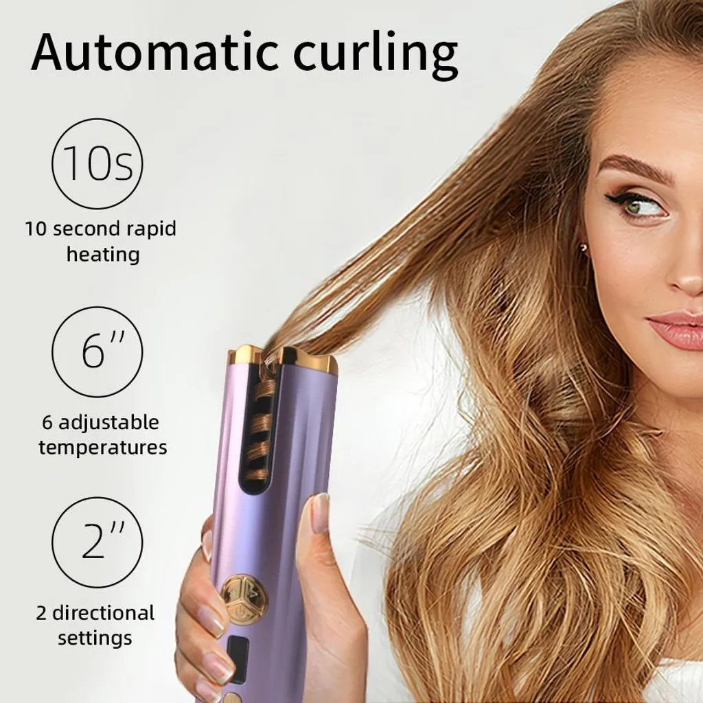 INF Fer à boucler automatique sans fil Blanc - Boucleur portable ionique