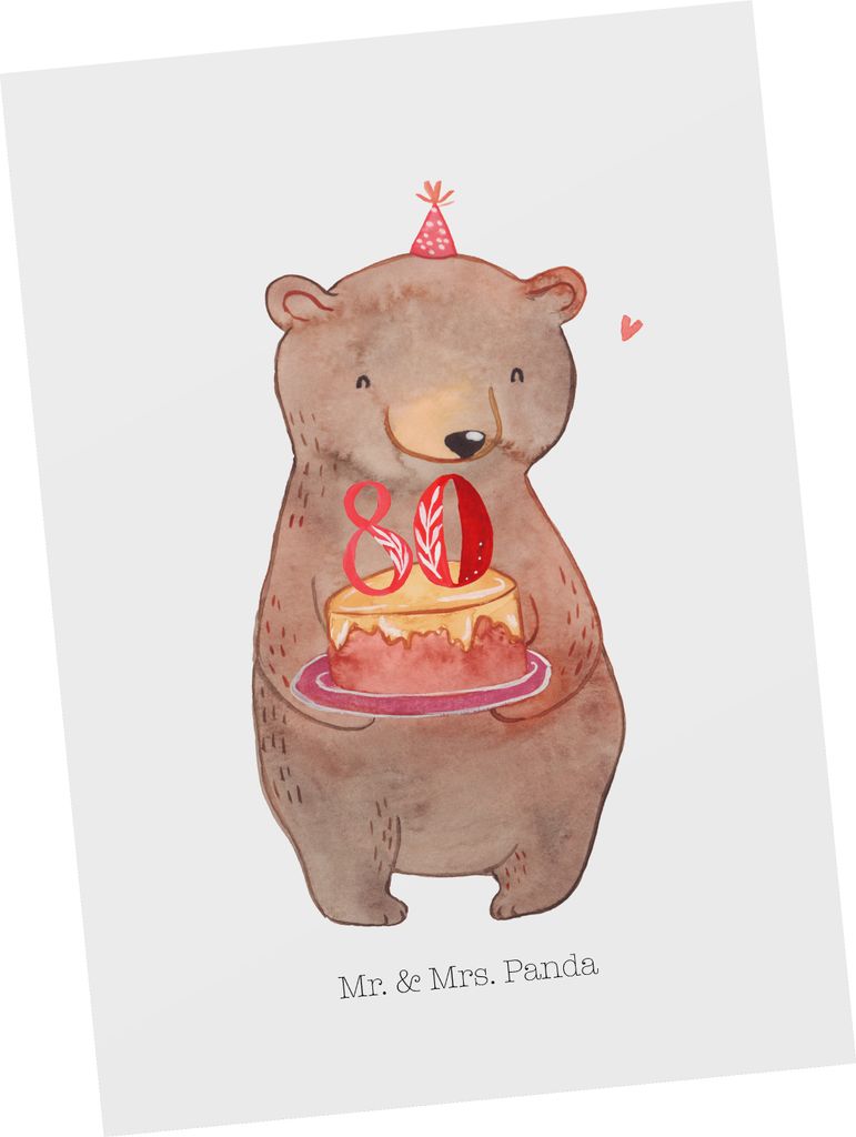 Mr. & Mrs. Panda Postkarte Bär Torte 50. Geburtstag - Weiß - Geschenk, Ansichtskarte, Kuchen, Grußkarte, Party, Feiern, bildkarte, Ansichtskarte...