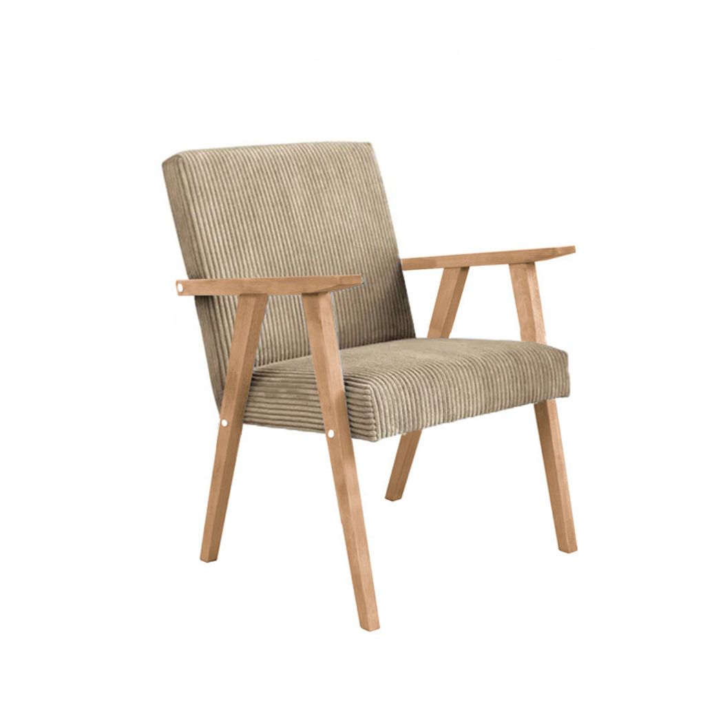 BETTSO Beige Sessel Gepolsterter Cocktailsessel Skandinavischer Stil Loungesessel Modern Einzelsofa Massivholz für Wohnzimmer Schlafzimmer Buche L...