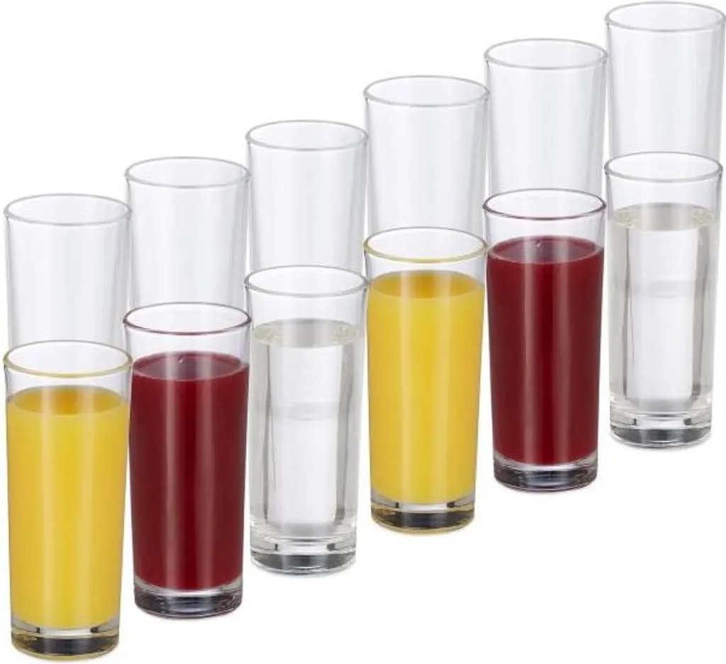 Set 12 Bicchieri Long Drink Vetro Temperato Professionali Highball