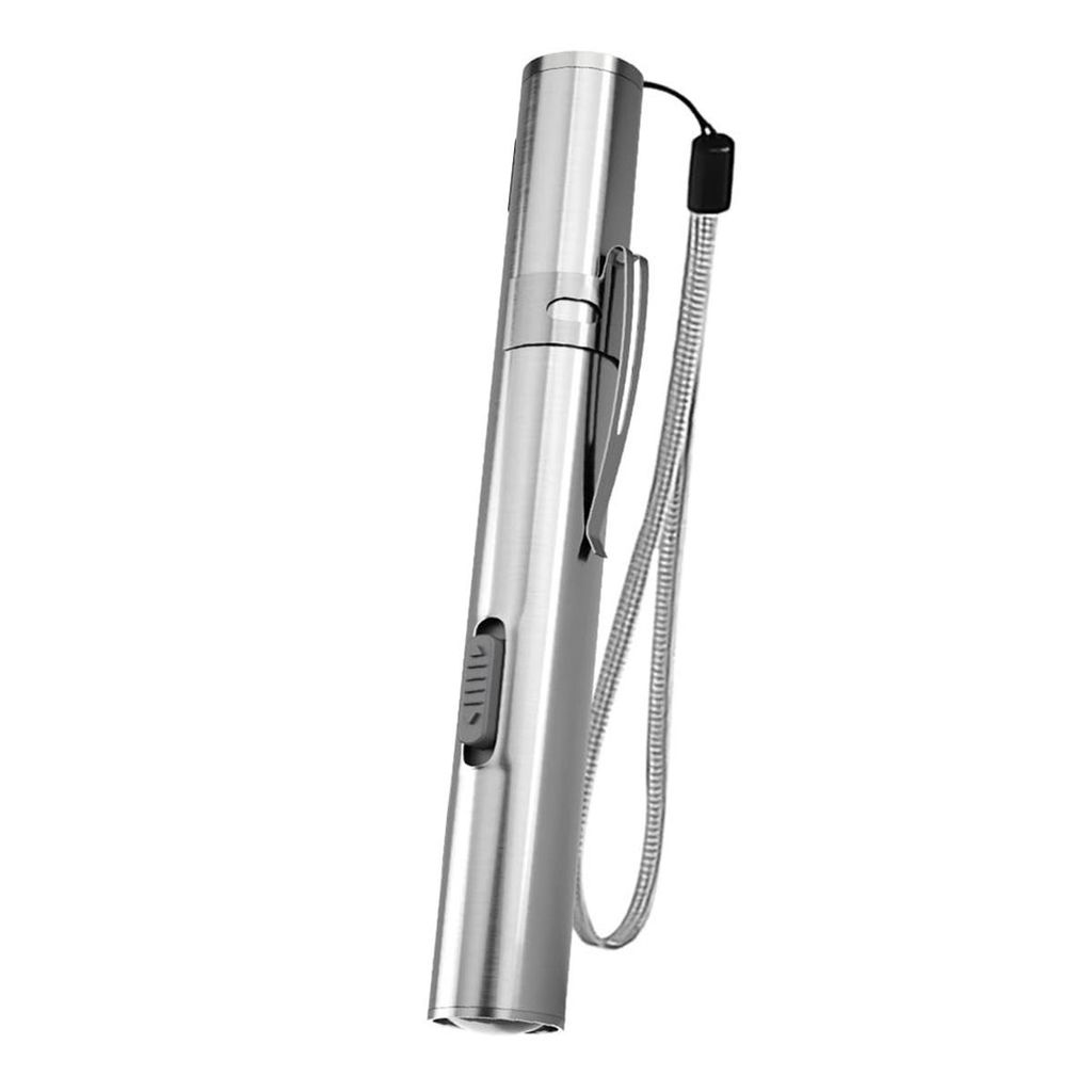 5er Set LED Mini-Taschenlampen, wiederaufladbare USB Penlights aus Edelstahl, wasserdicht, mit Clip & Kabel, ideal für Medizin & Mechanik