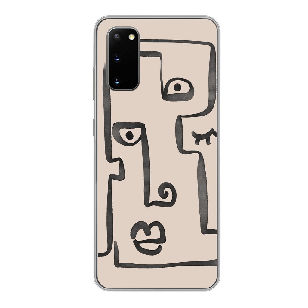 MuchoWow Handyhülle Schutzhülle Hülle für Samsung Galaxy S20 Auge - Lippen - Strichzeichnung Silikon Softcase Handy Hülle - Bild