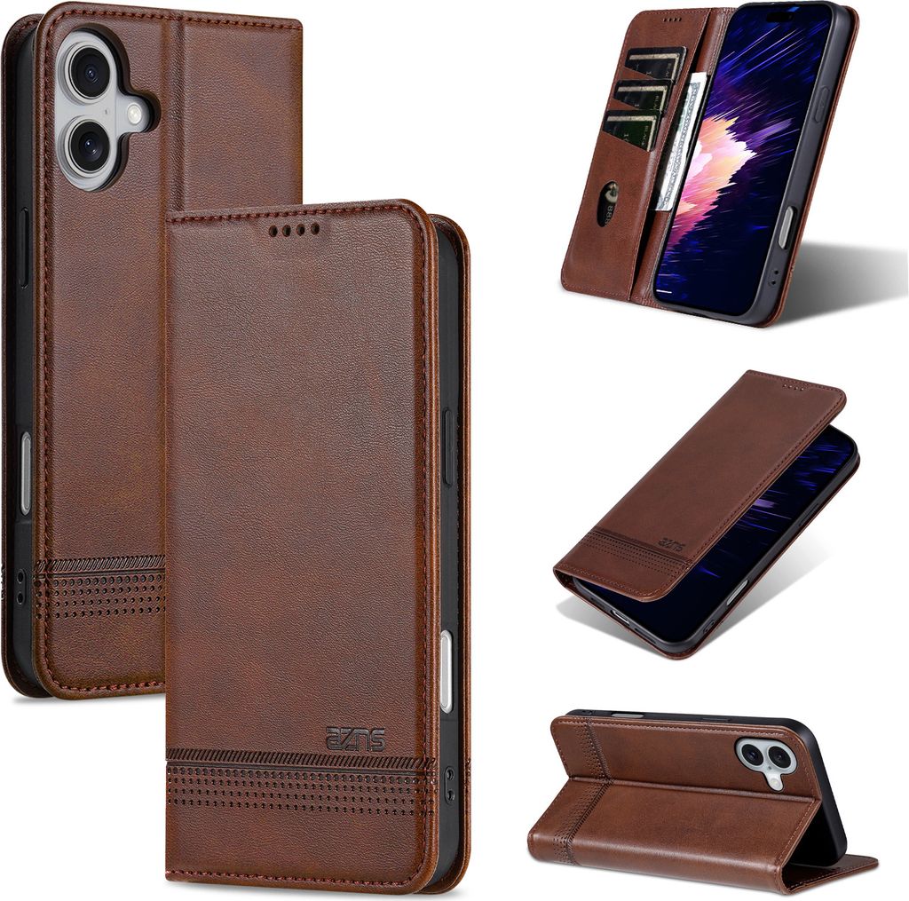 Leder Hülle für iPhone 16, Klapphüllen Brieftasche Produktbild 