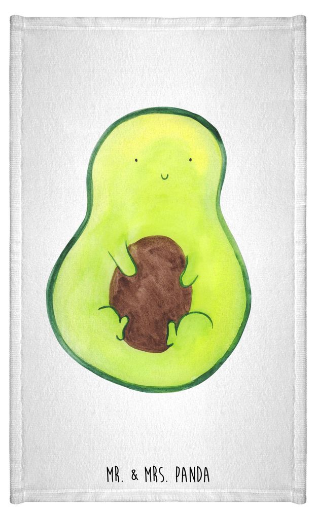 Mr. & Mrs. Panda Handtuch Avocado Kern - Weiß - Geschenk, Lächeln, Design, glücklich, Gäste-WC, Gästehandtuch Bunt, Gästetuch, Kleines, Pflan...