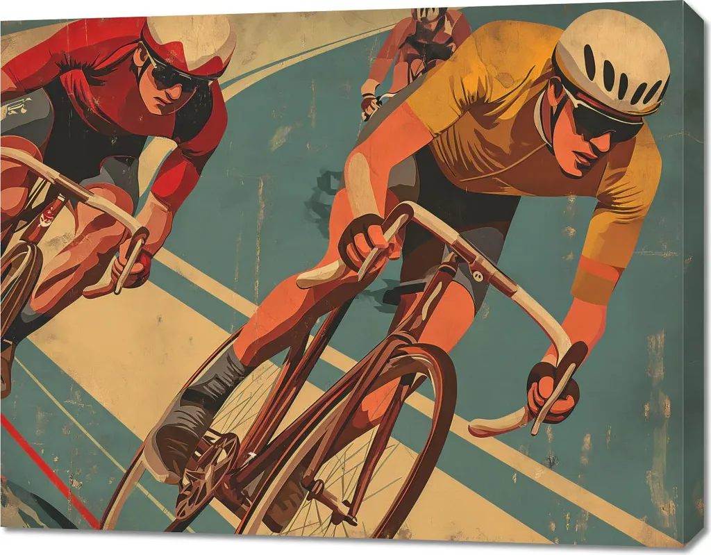 Image 90 x 70 cm Histoires de Cyclistes - Décoration Murale Vintage
