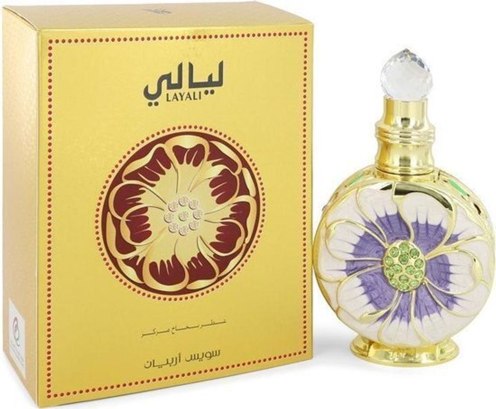 A perfume box and bottle are displayed side-by-side against a white background.
