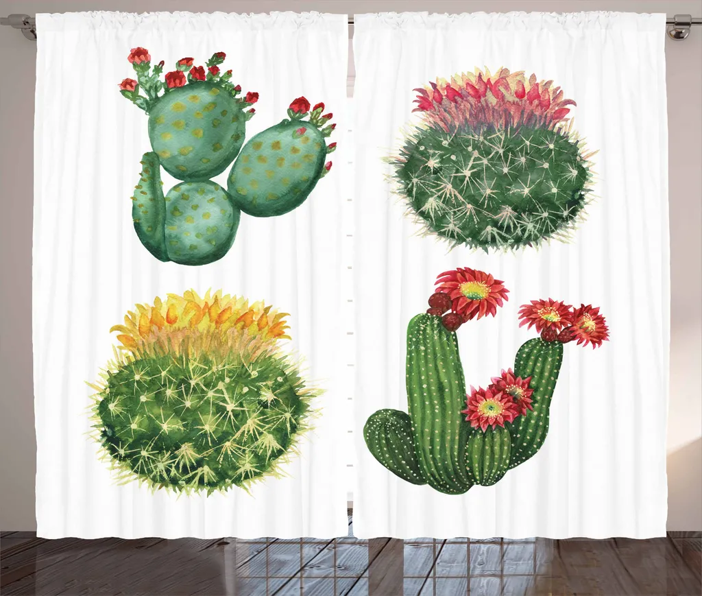 Tende Moderne Cactus ABAKUHAUS 280x175 cm - Tessuto Satin Multicolore