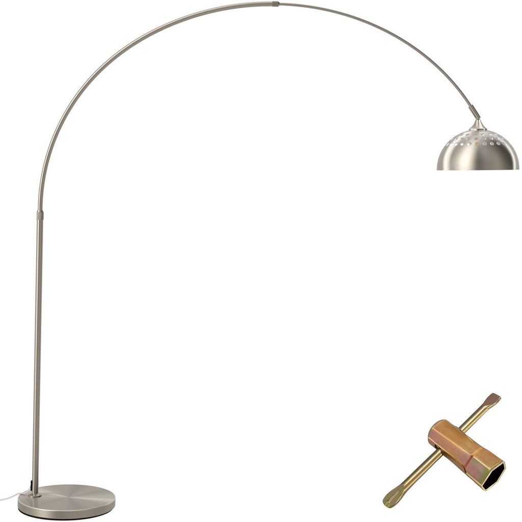 Lampe sur pied ARCUS en acier style rétro, 60W - Nickel mat Image du produit 