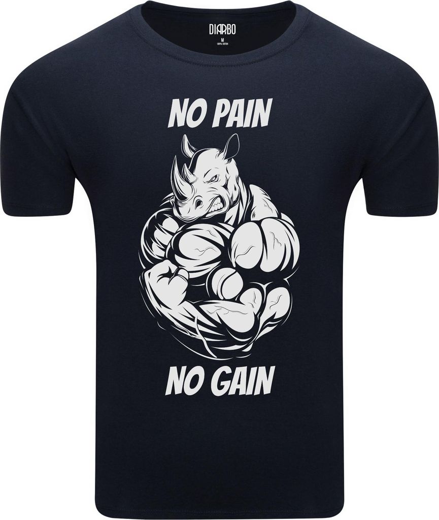 Herren-T-Shirt mit Fitnessbegeisterte Druck Kein Schmerz, kein Preis Dunkelblau Gr.XL