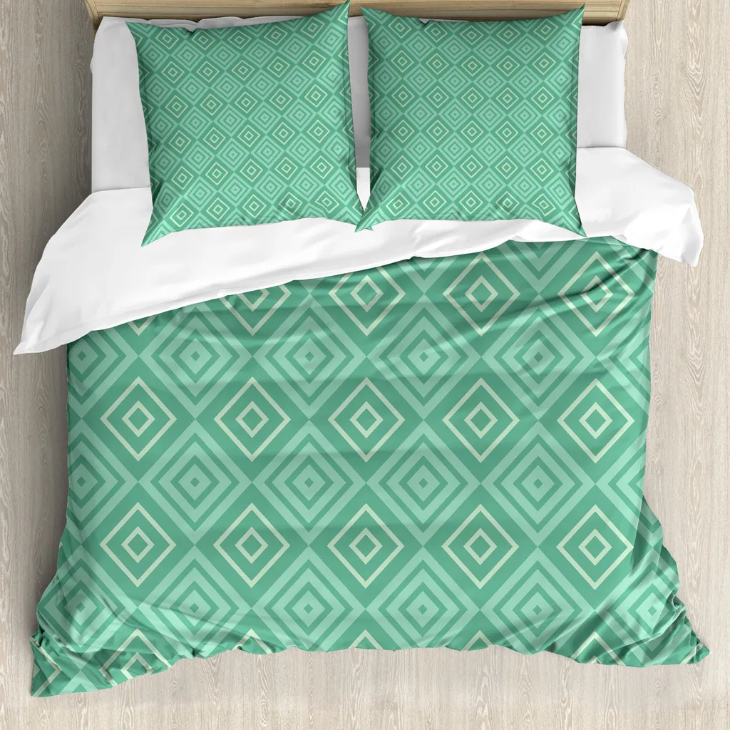 Copripiumino Ipoallergenico ABAKUHAUS 155x220 - Set Letto Menta e Bianco