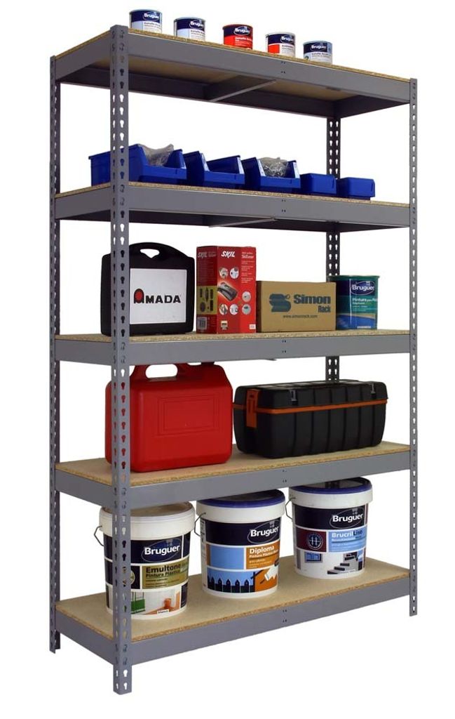 PROREGAL Schwerlastregal WOOD YETI LIGHT FIVE | HxBxT 200x120x60cm | Fachlast 300kg | Grau