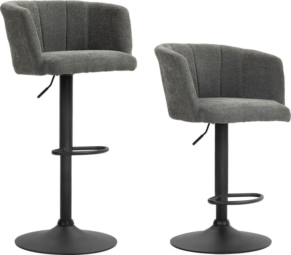 HOMCOM 2er-Set Barhocker, Bistrohocker mit Fußstütze, Drehbar Barstuhl, Höhenverstellbar Küchenhocker mit Leinenbezug, für Wohnzimmer, Esszimm...