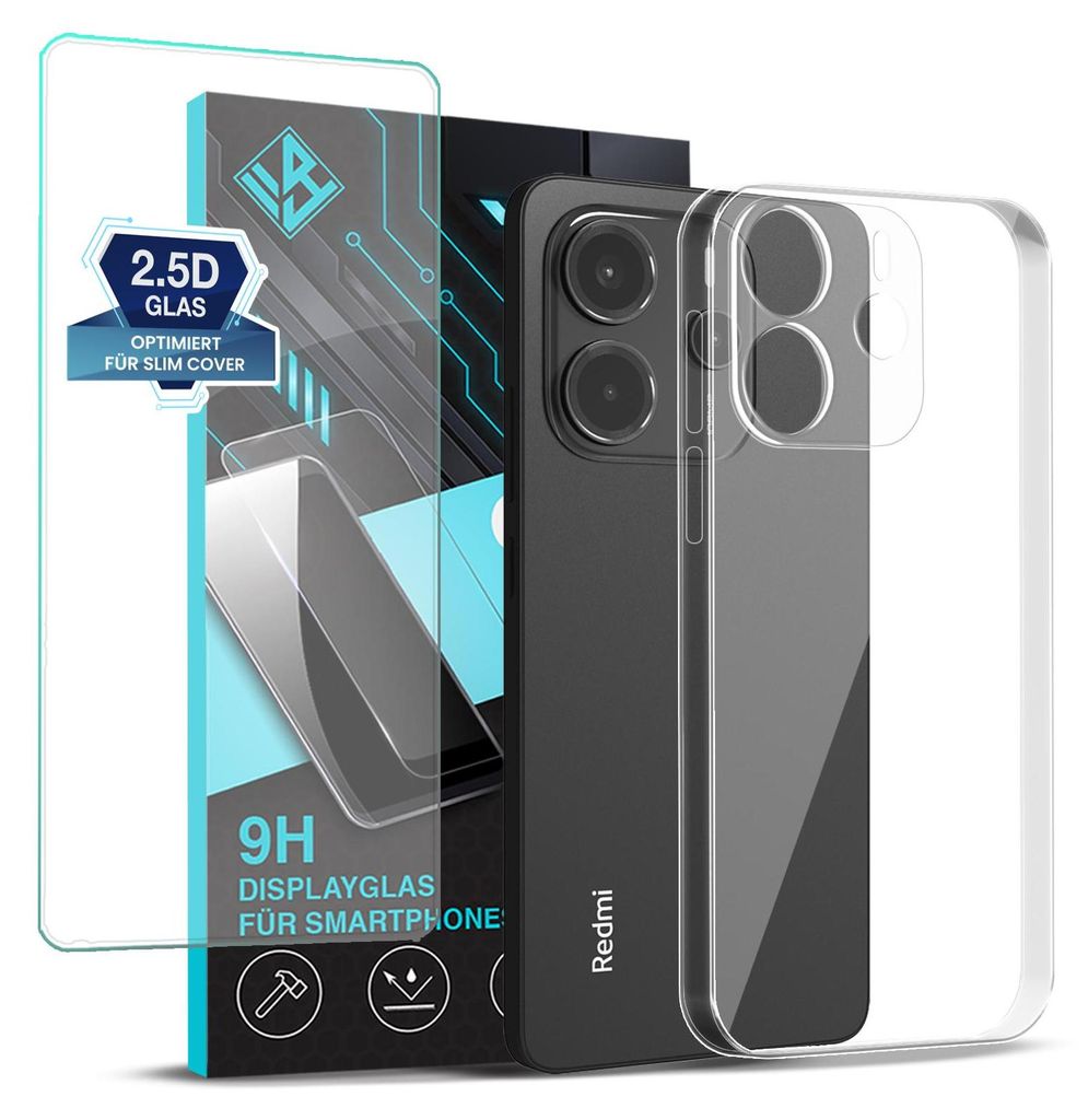 Handyhülle für Xiaomi Redmi Note 14 mit 9H Displayglas Produktbild 