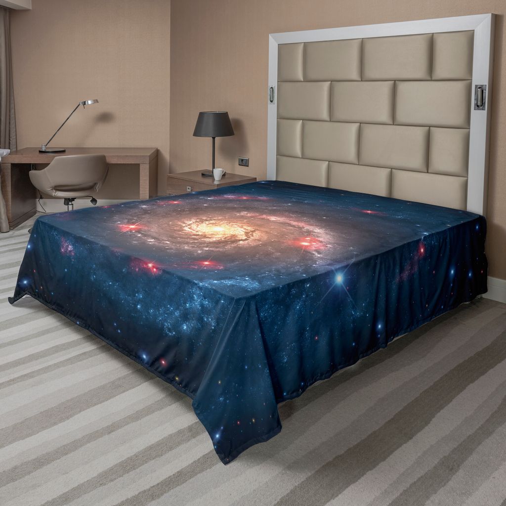 ABAKUHAUS Weltraum Bettlaken, Ausserirdisches Spiral Galaxie Milchstraße Planeten Astral Kosmos Universum Muster, weiches bequemes oberes Bettlake...