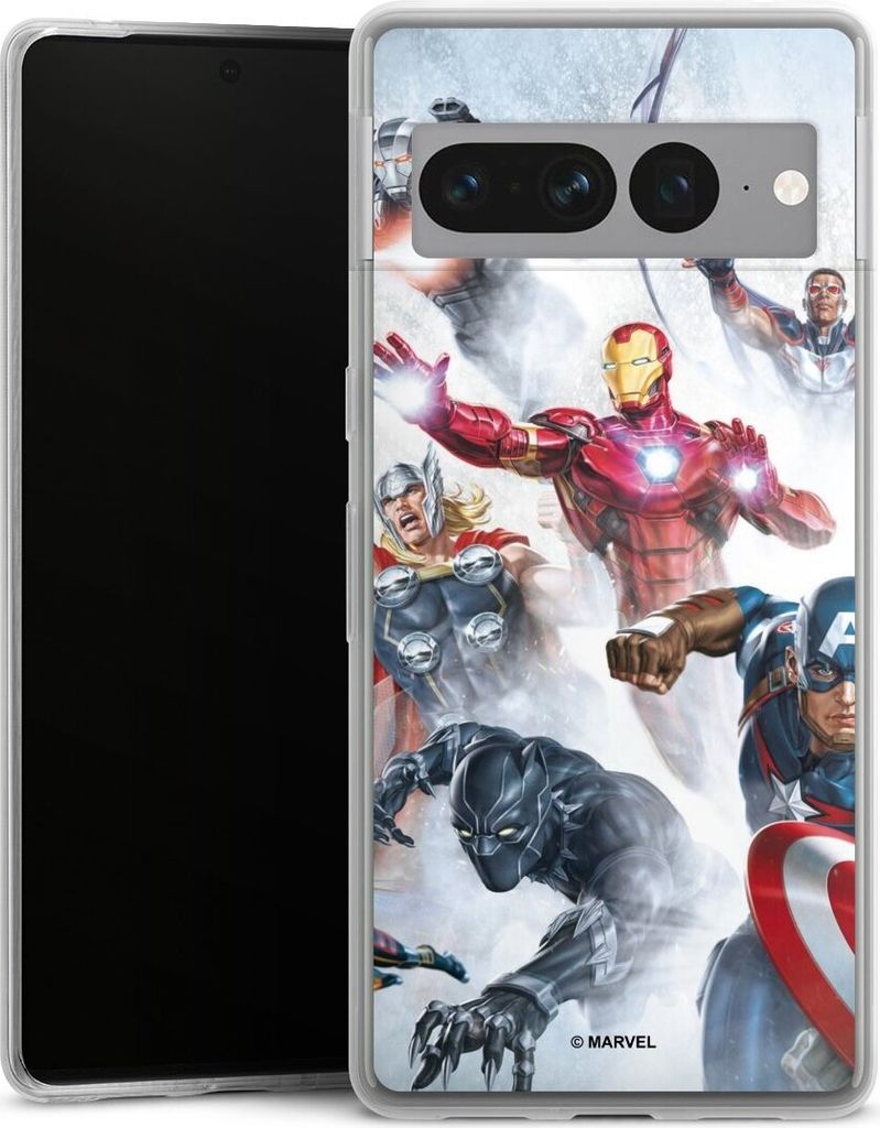 DeinDesign Slim Hülle für Google Pixel 7 Pro Silikon Case Ultra Dünn Handyhülle Offizielles Lizenzprodukt Marvel The Avengers