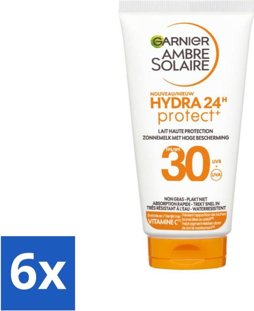 Garnier - Ambre Solaire - Sonnenschutzmittel - Hydra 24H Protect - LSF 30 - Reisegröße - 50 ml - Vorteilspack - 6 Stücke
