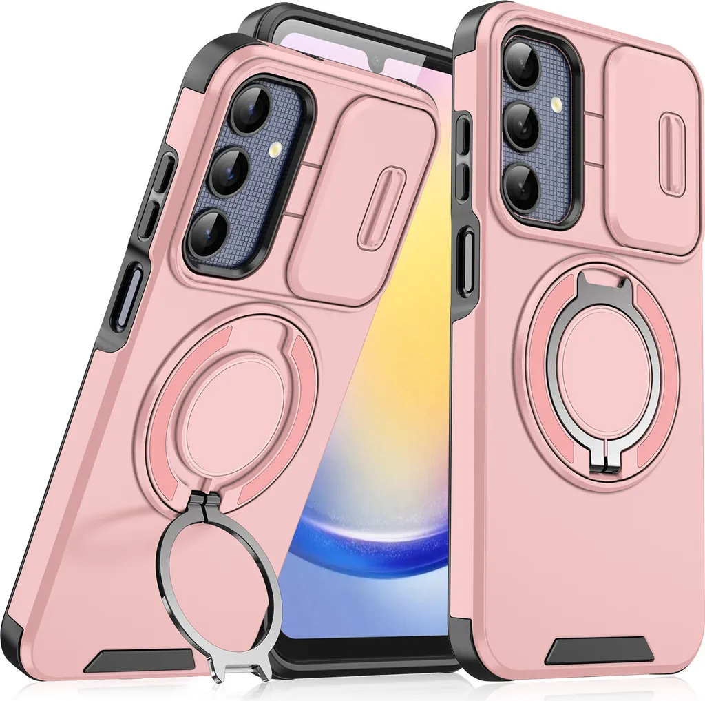Cover Rugged Samsung A25 Rosa - Shield Fotocamera e Magnete Auto