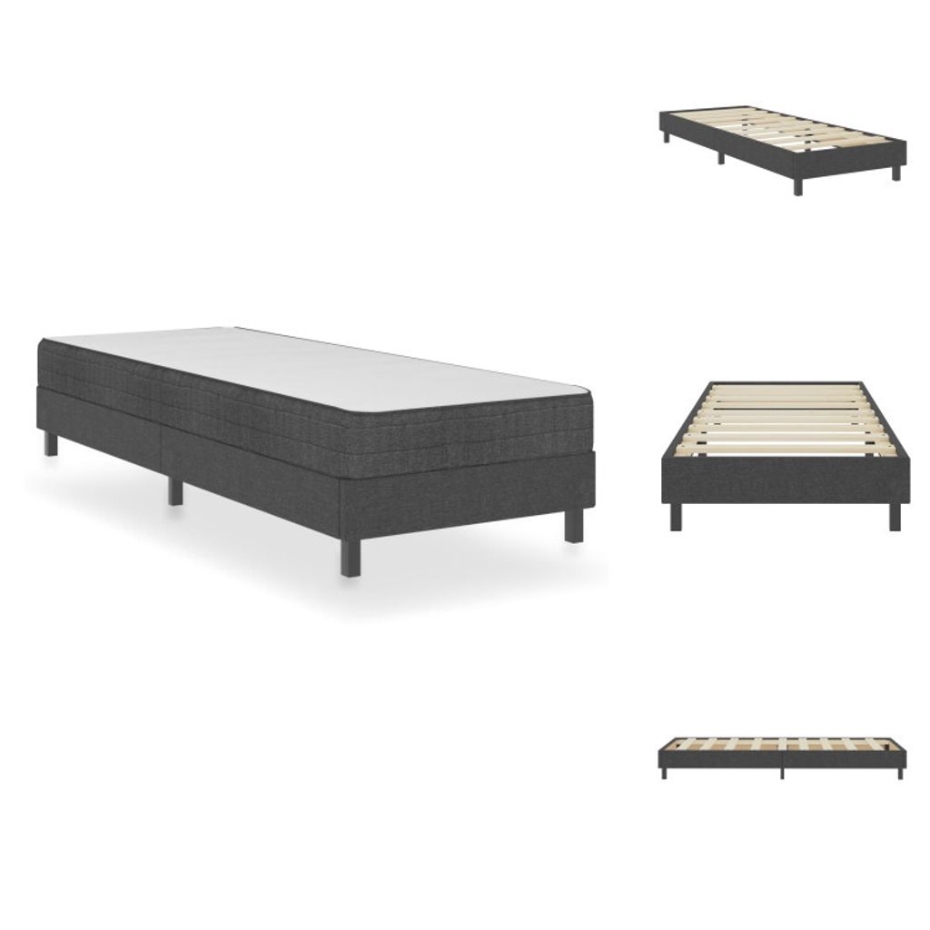 vidaXL Boxspring-Bettgestell Grau Stoff 100x200 cm - Betten & Bettgestelle