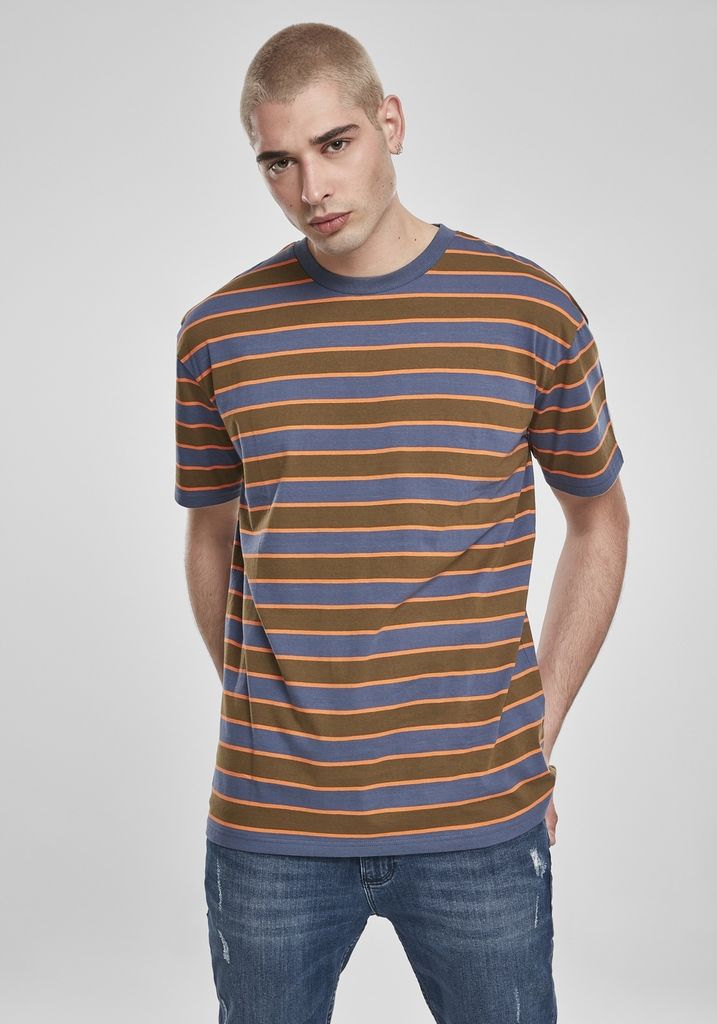 Urban Classics T-Shirt Yarn Dyed Oversized Board Stripe Tee Burnedred/Vintageblue-M