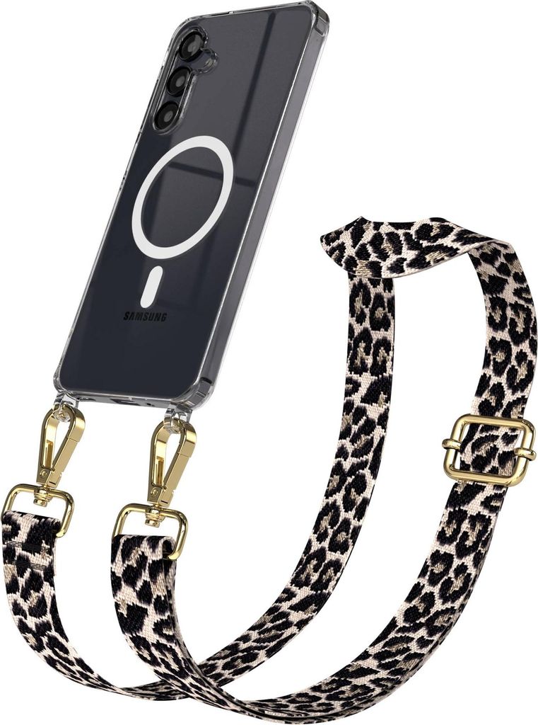 EAZY CASE - Handykette mit MagSafe Hülle für Samsung Galaxy A16, Handyband Leo Style, Karabiner Gold, Umhängeband in Taupe
