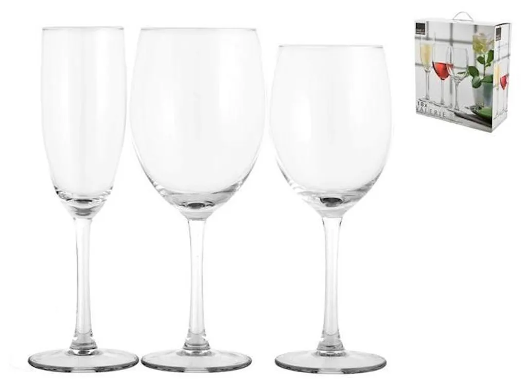 Offerta Set 18 Calici Valerie Vetro | Kit Completo Vino e Flute