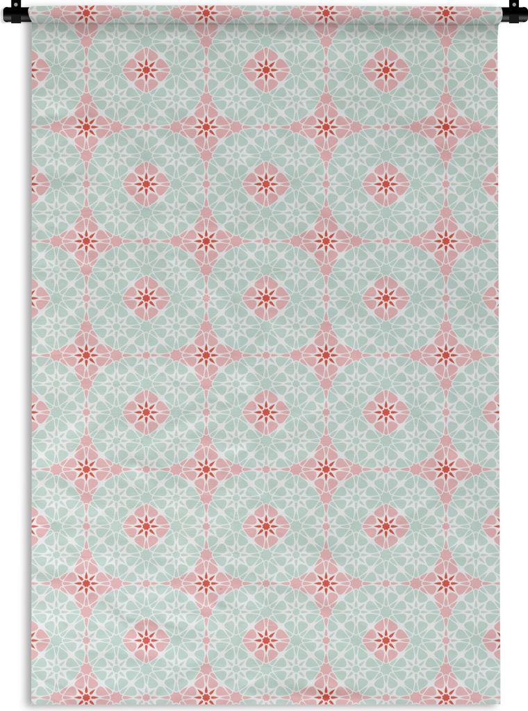 MuchoWow Wandteppich Wandbehang Blumen - Sterne - Winter - Design 120x180 cm Tapisserie Dekoration Wandtuch - Schlafzimmer - Dekorationen für da...