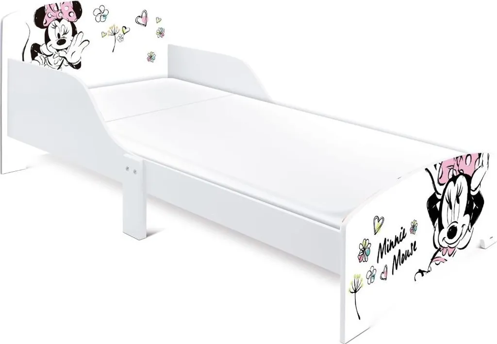 Lit pour Fille Minnie Mouse Blanc Fleurs Pastel Vintage 70x140 cm