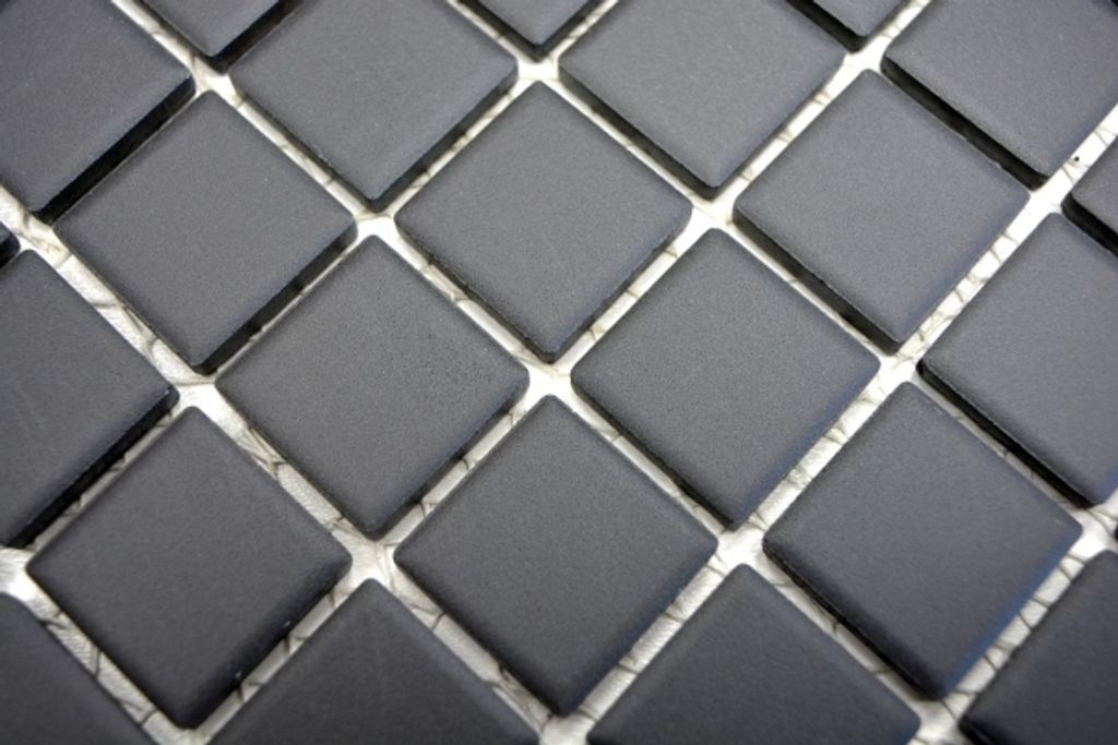 Handmuster Mosaik Fliese Keramik schwarz unglasiert Duschtasse Bodenfliese MOS18B-0311-R10_m