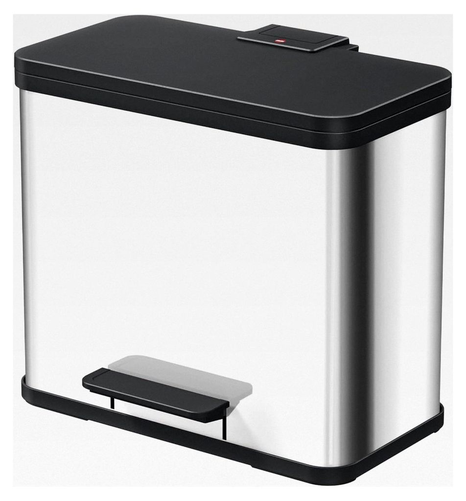 Öko trio Plus L Tret-Mülltrenner - freistehender 3 x 9 Liter Dreifachmülleimer aus Edelstahl - Mülltrennsystem mit Soft-Close-Deckel - 3-fach A...