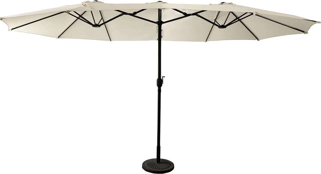 Parasol double LINAI beige 4,6m avec manivelle et structure acier renforcé