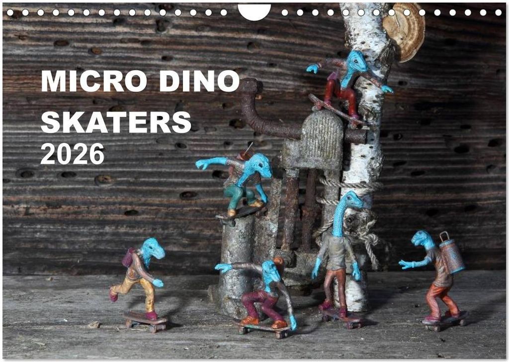 Micro Dino Skaters 2026 (Wandkalender 2026 DIN A4 quer), CALVENDO Monatskalender
