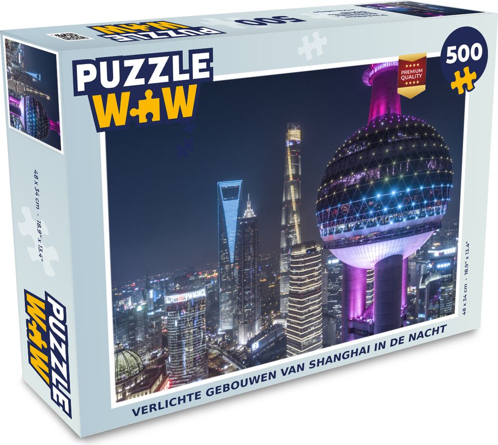 MuchoWow Puzzle 500 Teile Architektur - Licht - Nacht - Shanghai - 500 Teile - Kinder - Selberbauen - Puzzlespiele