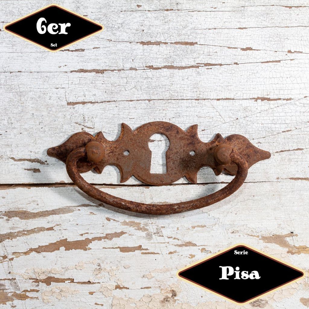 Schubladengriff,Serie"Pisa",6er Pack|Eisen rostig|H4,0x10,0cm