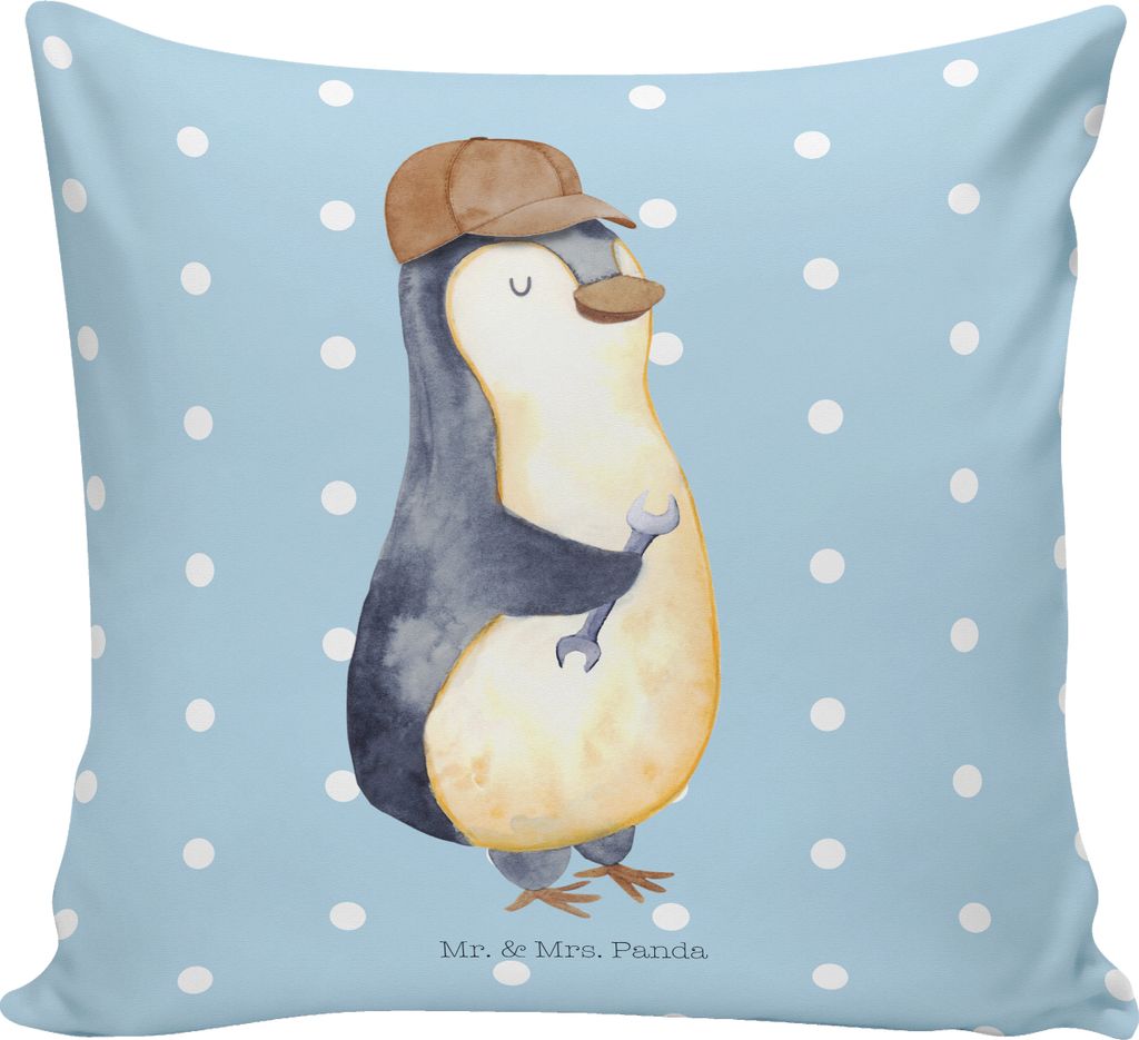 Mr. & Mrs. Panda Sofakissen Wenn Papa es nicht reparieren kann, sind wir am Arsch - Blau Pastell - Geschenk, Opa, Dad Bester Vater, kissen bedruckt...