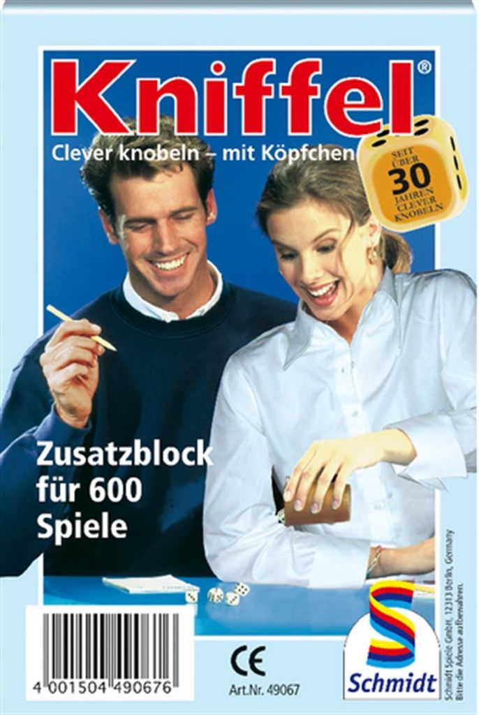 Kniffel Ersatz Block // Schmidt Spiele Kniffel // Zusatzblock für 600 Spiele A6 