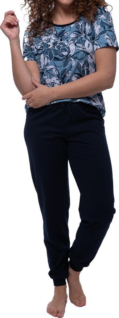 Ammann Night & Home Schlafanzug Set aus Kurzarm-Shirt und langer Hose, Hautfreundliche und atmungsaktiv, Mit Baumwolle