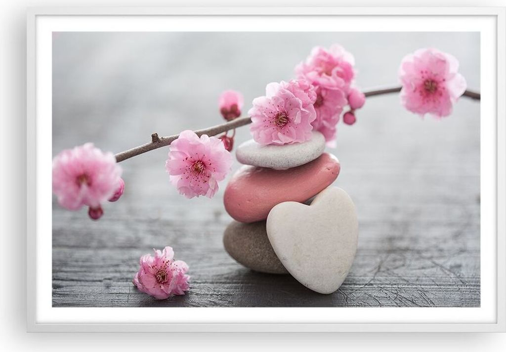 Gerahmtes Poster - Weißer Rahmen - Yoga weiblich Blume Gesundheit - 91,5x61 cm - Wand Bild - Wanddeko - Wandbilder - Wandposter - Bilderrahmen - B...