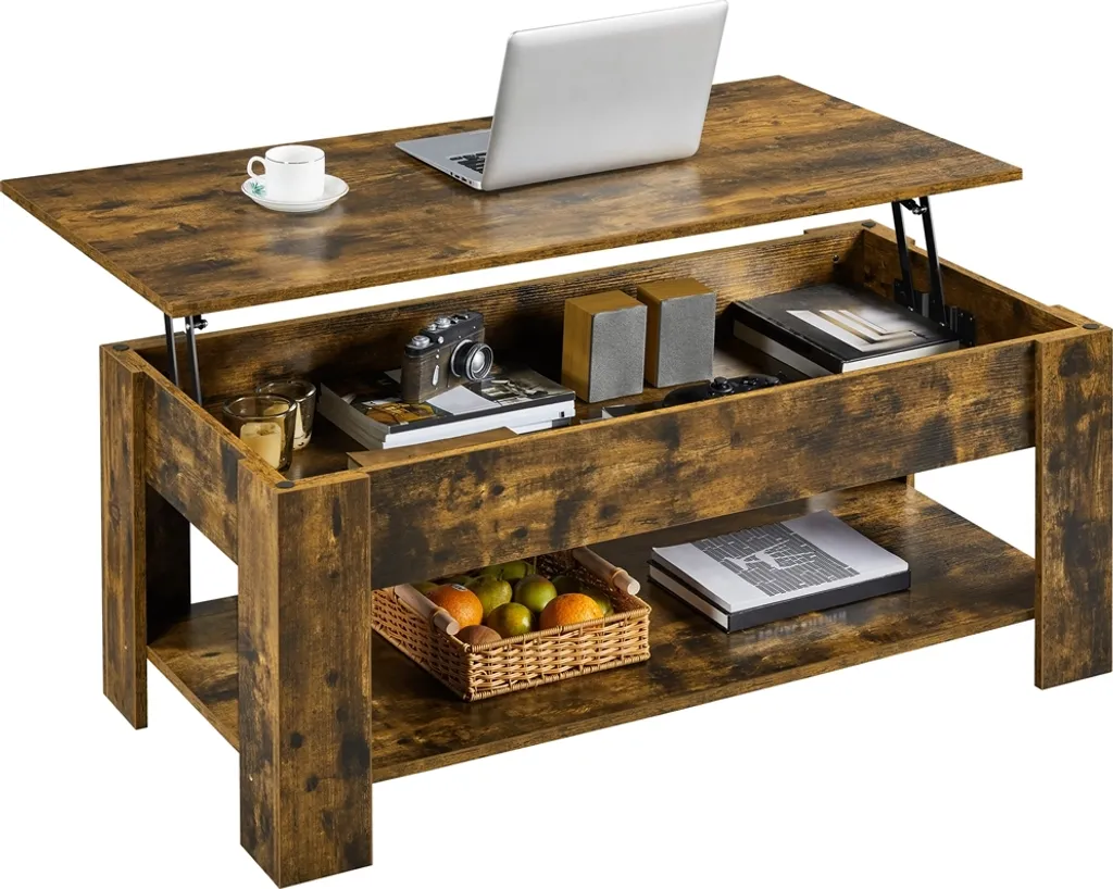 Table basse relevable pour manger devant la télé ou travailler au salon