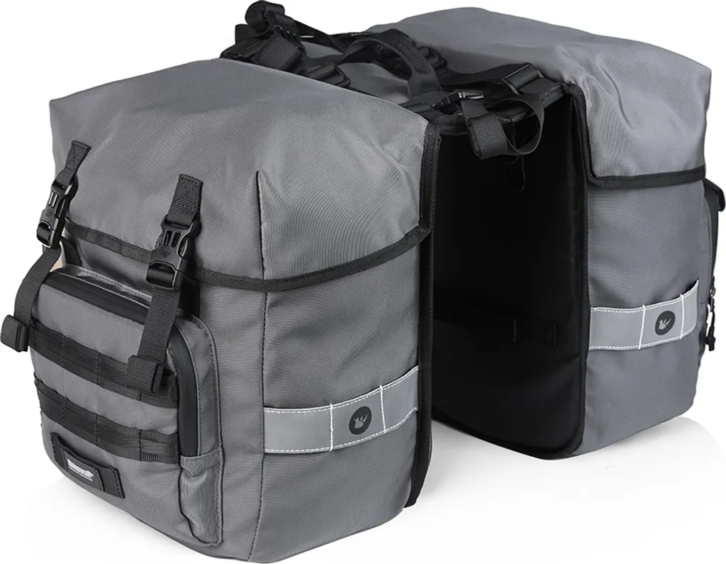Sacoche double pour vélo RK24600 grise pour porte-bagages arrière