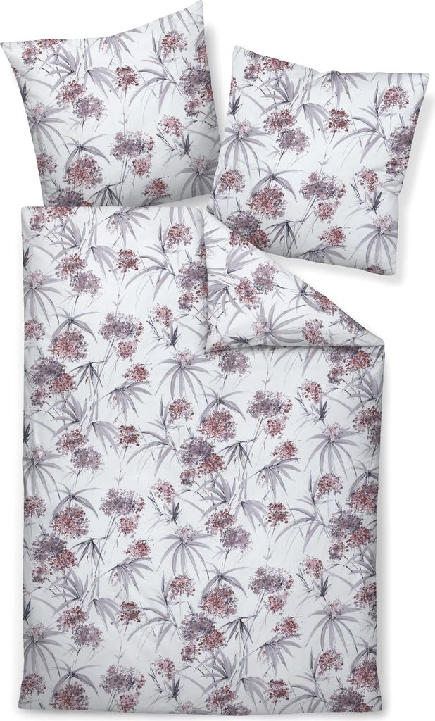 Janine Design Edelflanell-Bettwäsche-Garnitur Chinchilla S 78066 Farbe beere silber Größe 135x200+80x80