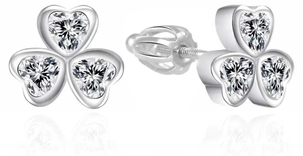 Boucles d'oreilles Trident hypoallergéniques en argent et oxydes
