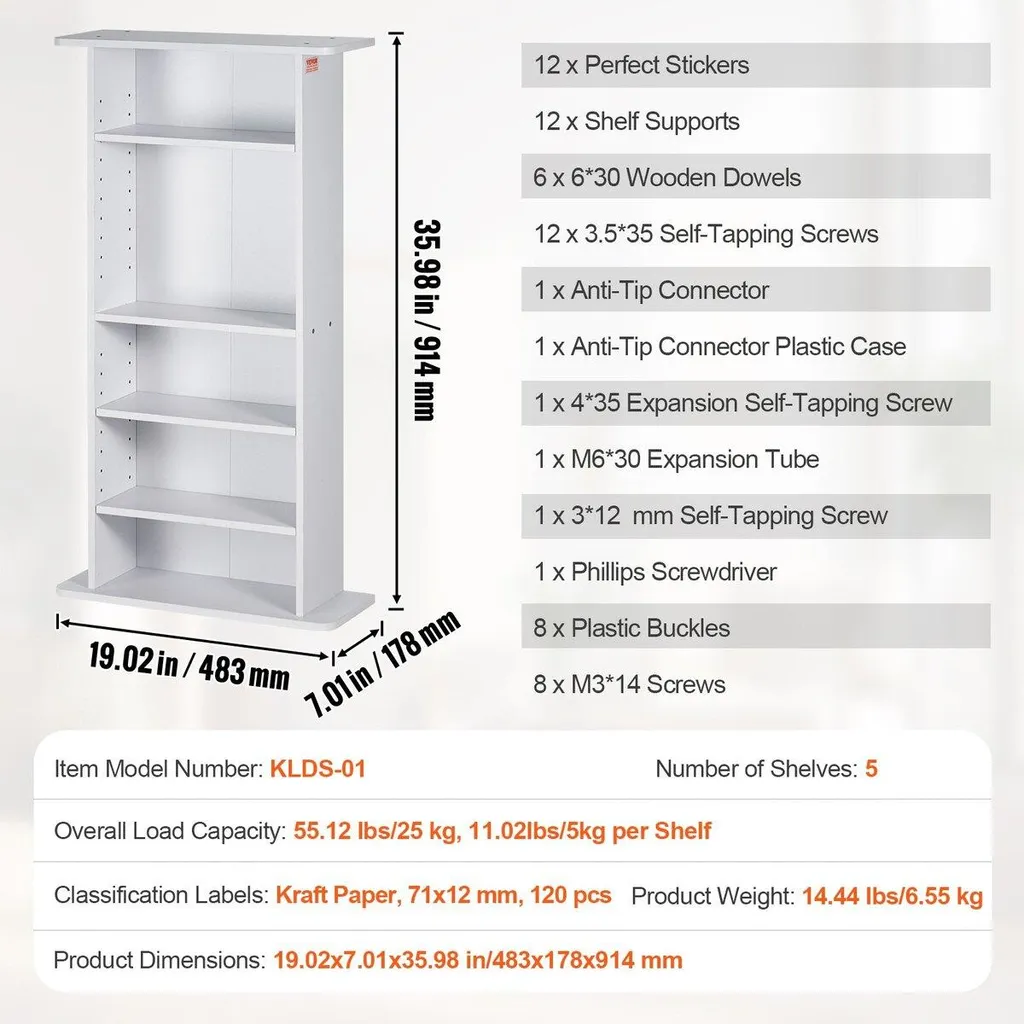 Meuble de rangement pour DVD et CD Blanc - Tour multimédia compacte