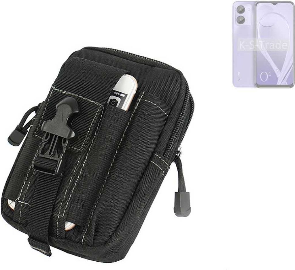 K-S-Trade Gürtel Tasche kompatibel mit Lava O1 Gürteltasche Holster Schutz Hülle Handy Hülle Smartphone outdoor Handy-Hülle schwarz Zusatzfächer
