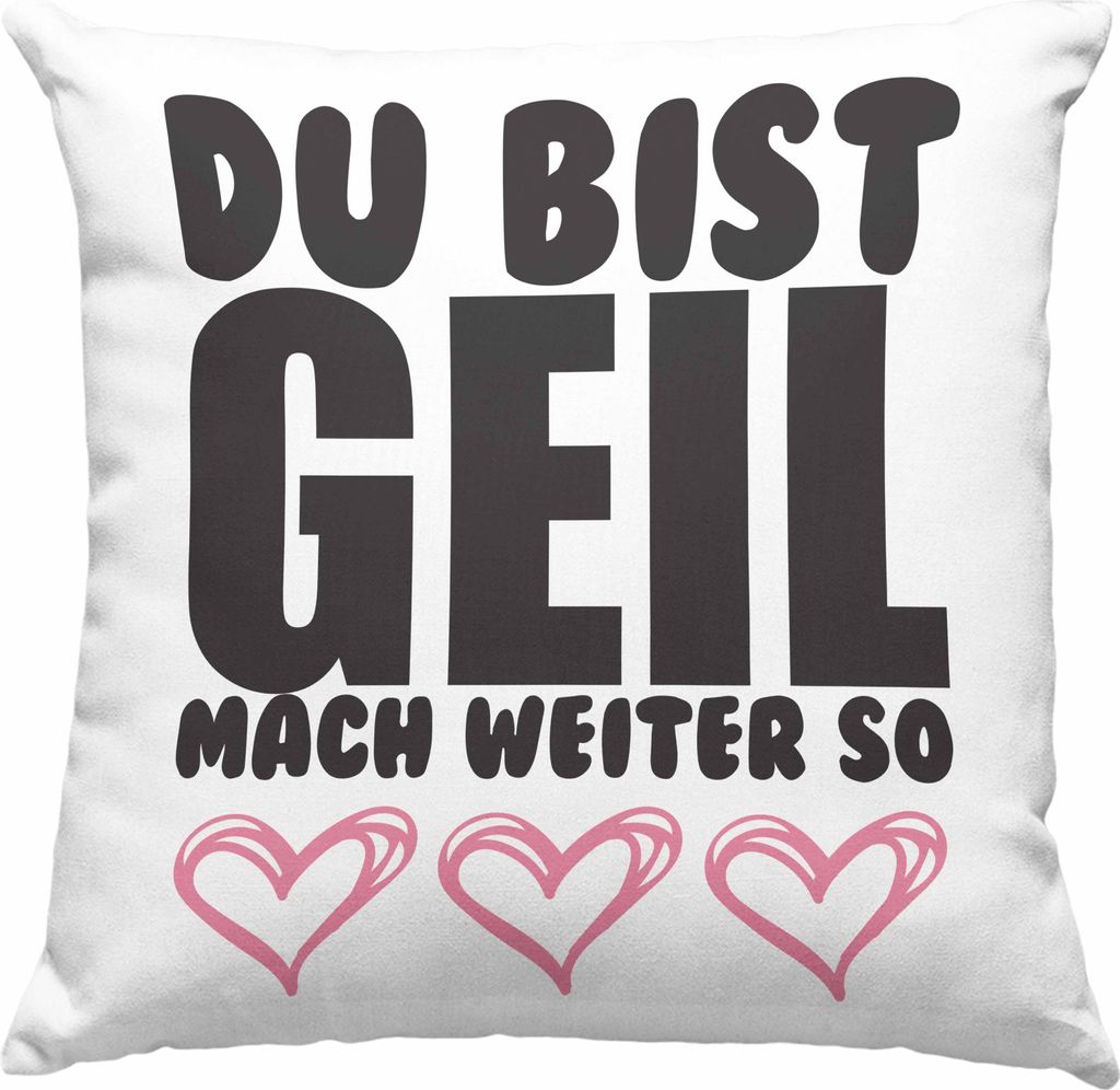 Trendation - Du Bist Geil Mach Weiter So - Lustige Deko-Kissen mit Füllung 40x40 mit Spruch Beste Freundin Kollege Geschenk (Grün)