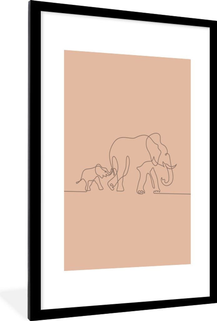 MuchoWow® MuchoWow® Gerahmtes Poster Elefant - Einfach - Produktbild 