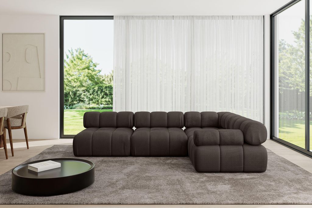 ALTDECOR Modulares Sofa Ecksofa in L-Form - Mende-L2 - 285x190x70 cm Braun Corner modular Sofa Eckcouch Couch Wohnlandschaft Cauchsofa Polstersofa