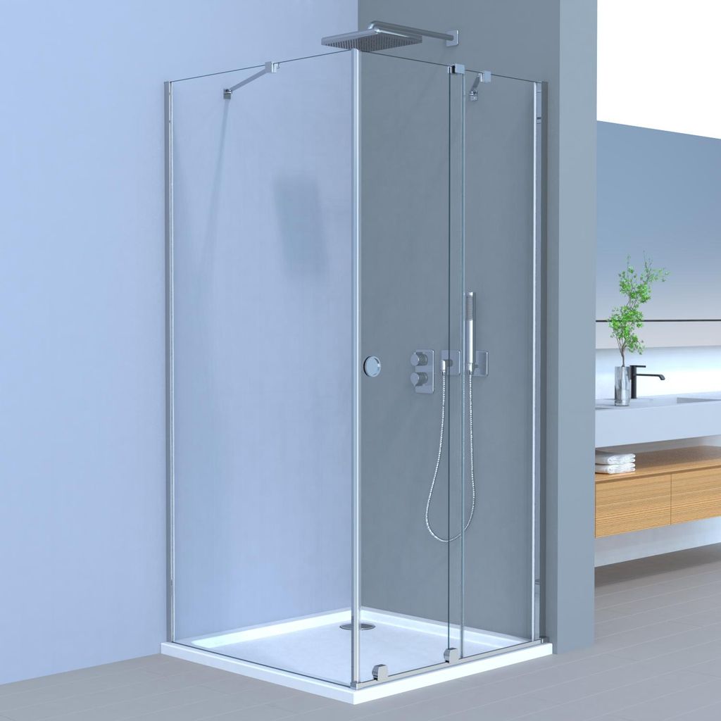 LEMMO Movable Duschkabine Schiebetuer Nano Glas Eckeinstieg Duschwand (Tür)75X (Wandseite)75x185cm